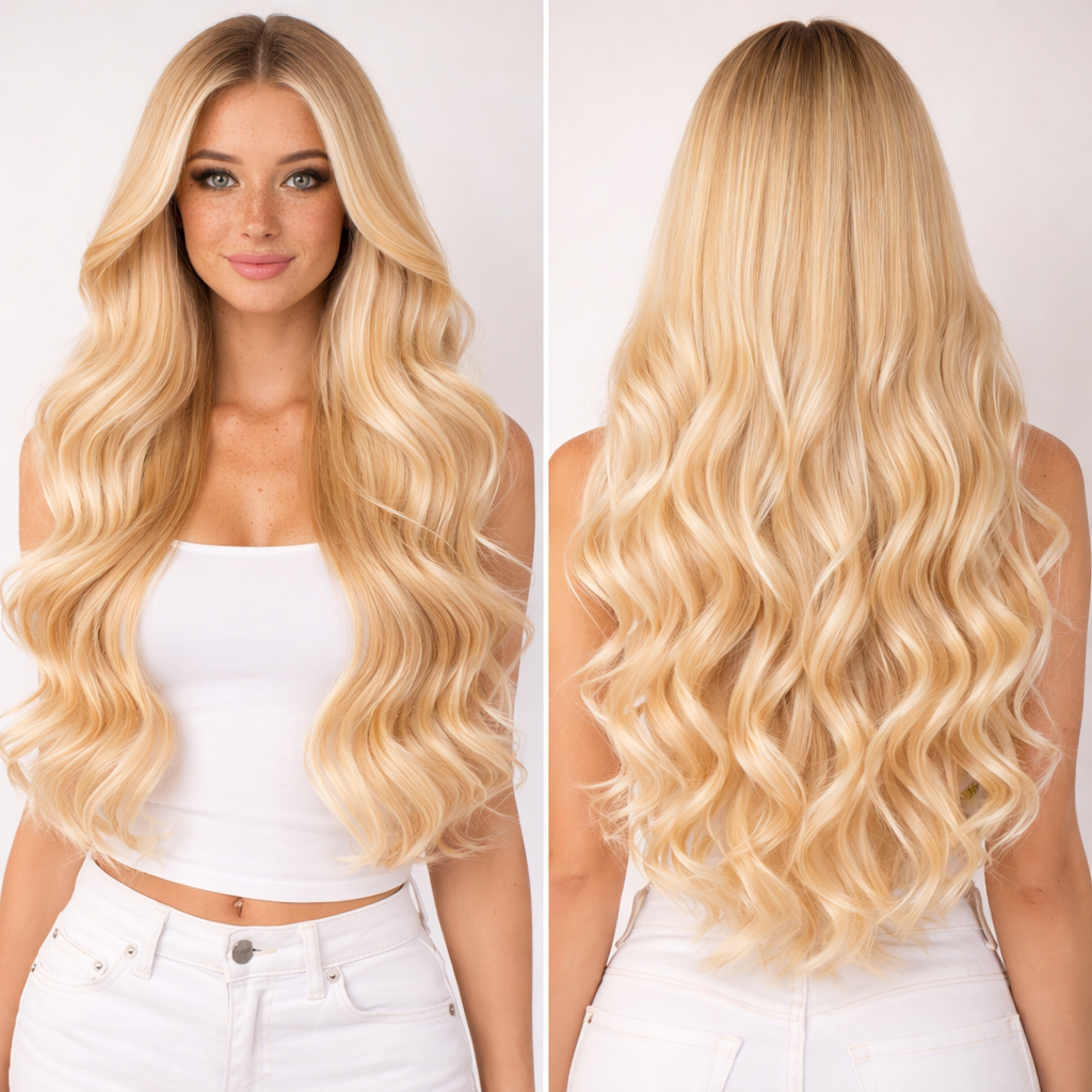 Dimensional Golden Snow - Butterfly Weft Hair Extensions